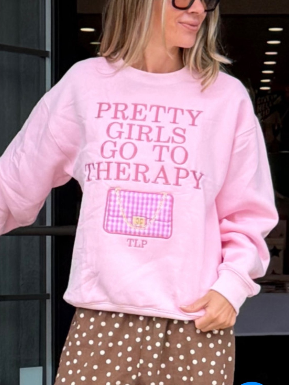 Pink 'Pretty Girls Go to Therapy' Crewneck Sweatshirt